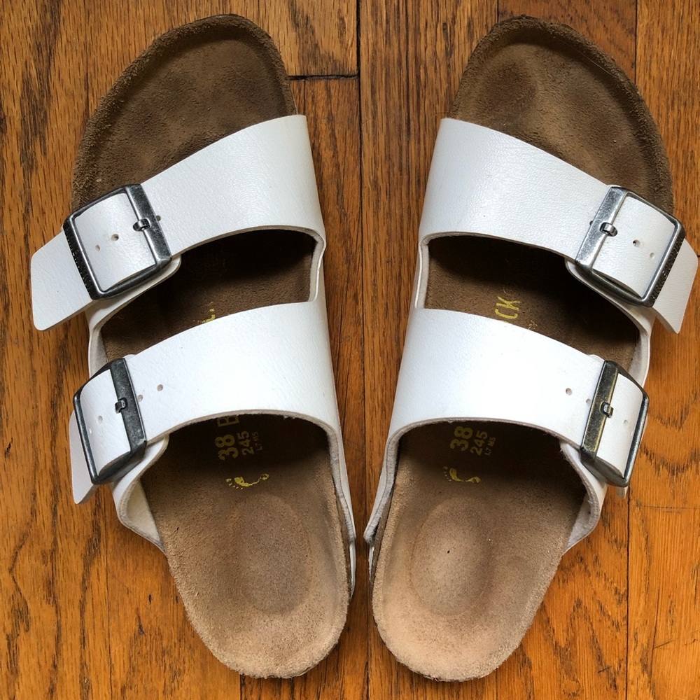 Birkenstock Birko-Flor White Arizona Sandal Sz 38